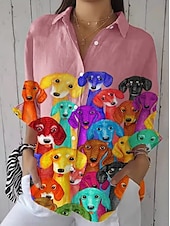 Γυναικεία Μπλουζάκι Κουμπί Κάτω Τουνίκ Shirt Γιακάς Μακρύ Μανίκι Ombre Σκύλος Ενεργό Γλυκό Καθημερινά Κανονικά Μπλουζάκια Εργασίας Εκτύπωση Μαύρο Άσπρο Ροζ Μπλε Πράσινο Άνοιξη Φθινόπωρο Χαμηλού Κόστους Ζώα Κορυφές-Γυναικεία Μπλουζάκι Κουμπί Κάτω Τουνίκ Shirt Γιακάς Μακρύ Μανίκι Ombre Σκύλος Ενεργό Γλυκό Καθημερινά Κανονικά Μπλουζάκια Εργασίας Εκτύπωση Μαύρο Άσπρο Ροζ Μπλε Πράσινο Άνοιξη Φθινόπωρο