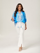 economico Bluse e camicie-pullover con stampa in stile vacanza