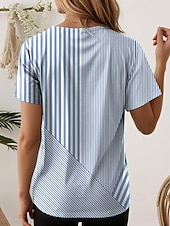 abordables T-shirt Art &amp; Design-Femmes T-shirt Graphique Élégant Classique Occasionnel Manche Courte Col en V Hauts Réguliers Quotidien Imprimé Jaune Vert Claire Rose Claire Bleu Violet Été Printemps