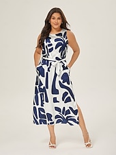 abordables Robes décontractées-Femmes Robe Décontractée Robe Ample Noir Blanche Sans manches Motif Floral Imprimé Ample Printemps &amp; Été Tour Décontracté Quotidien Occasionnel Vacances S M L