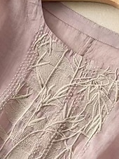 ieftine Cămăși-Pentru femei Cămăși Bumbac In Culoare solidă Elegant Stilat De Bază Manșon scurt Stil Nautic Topuri obișnuite Zilnic Brodat Roz Îmbujorat Mov Caisă Vară Primăvară