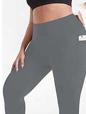 abordables Sports Grande Taille &amp; Grossesse-Femmes leggings de pilates Jambières Capri pantalon de sport Avec Poches Léger Pilates Salle de sport Course Leggings Capri Couleur Unie Gris foncé Noir Vert Véronèse Grande taille Des sports Tenues
