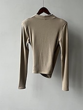abordables Hauts Unis pour Femmes-Femmes Chemisier Uni Moderne Occasionnel manche longue Col en V Hauts Réguliers Quotidien Fête Froncé Noir Blanche Marron clair Automne