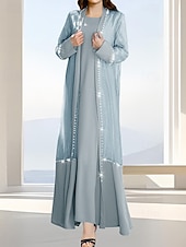 preiswerte Mamas Kleidersets-Zweiteilig A-Linie Brautmutterkleid Formell Elegant Einfach luxuriös U-Boot-Ausschnitt Bodenlang Satin Organza Langarm mit Kristalle 2025