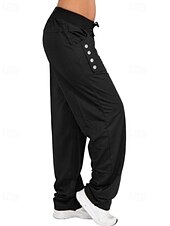 billige Straight-Leg Bukser-Dame Bukser Gatemote Fritid Full lengde Naturlig عادي Lomme Elastisk snordesign comfy Utendørs Bekvem utendørs Feriereise Ferie Mørkegrå Svart Mørk Marineblå lysegrå Høst Normal