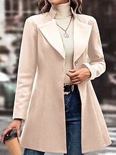 preiswerte Wintermäntel-Damen Mantel Warm Bequem Knöpfe Mode Einfach Straße Ferien Einreihig Lang Umlegekragen Normale Passform Langarm Oberbekleidung Schwarz Aprikose Kaffee Herbst Winter