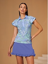 ieftine Îmbrăcăminte de golf pentru femei-Pentru femei Tricou POLO Albastru Deschis Manșon scurt Topuri Vestimenta Golf Doamnelor Haine Ținute Poartă Îmbrăcăminte