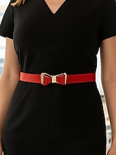 cheap Women&#039;s Belt-Women’s Bowknot Elastic Waist Belt – Faux Leather Dress Belt with Metal Buckle, Elegant Skinny Style for Office, Party or Formal Outfits