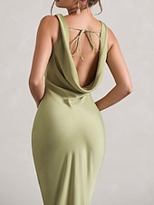abordables Robe de cocktail-Femmes Robe Longue Maxi Robe Robe de Cocktail Mode Moderne Soirée Fête du thé Mince Uni Sans manches Col en V Vert Rose rouge Été