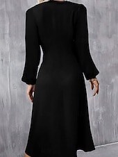 economico Abito a Strisce e Geometrico-Per donna Mini Abito Abito a trapezio Abiti semi formali Ufficio Vestibilità regolare Plaid Semplice Manica Lunga Girocollo Nero Vino Rosso Estate Autunno