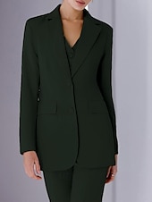 cheap Mom&#039;s Pant Suits-Jumpsuit / Pantsuit 3 Piece Pantsuit Mother of the Bride Tailored Jacket Blazer Elegant Vintage Simple Lapel Floor Length Crepe Stretch Fabric Long Sleeve with Buttons