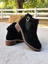 cheap Ankle Boots-Women&#039;s Brown Ankle Boots – Fall Boots with Buckle Strap for Oktoberfest, Farm Markets, Beer Festival and Rustic Outdoor Days