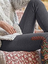 billige -Dame Bukser Anti gnagshorts Gatemote Fritid Full lengde Naturlig Blomsternål i krystall Printer comfy Utendørs Elastisk utendørs Feriereise Gate Grå Høst Normal