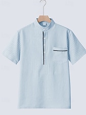 cheap Men's Classic Polo-Men's Polo Shirts Golf Shirt Outdoor Daily Wear Banded Collar Short Sleeve Fashion Hawaiian Stripe Pocket Summer Regular Fit Black Blue Sky Blue Green Apricot Polo Shirts
