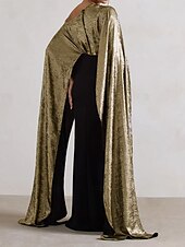 baratos PRETO-vestido de capa preto estilo sereia/trompete, elegante, formal, casamento, cauda longa/escova, um ombro só, tecido lurex, crepe elástico com detalhes franzidos 2025