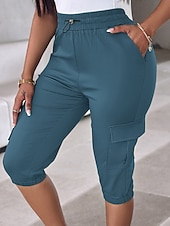 Dam Cargo-shorts Capribyxor Mode Streetwear Vadlängd Naturlig Solid färg Ficka Elastisk midja Bekväm Microelastisk Sport & Utomhus Dagliga kläder Vin Svart Rodnande Rosa Armégrön Sommar Vår Normal billiga lastbyxor för kvinnor-Dam Cargo-shorts Capribyxor Mode Streetwear Vadlängd Naturlig Solid färg Ficka Elastisk midja Bekväm Microelastisk Sport & Utomhus Dagliga kläder Vin Svart Rodnande Rosa Armégrön Sommar Vår Normal