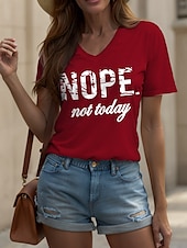 abordables T-shirt Humor &amp; Citations-Femmes T-shirt Graphique Lettre ancien Élégant Classique Manche Courte Col en V Hauts Réguliers Quotidien Imprimé Noir Blanche Rose Claire Rouge Bleu Été Printemps