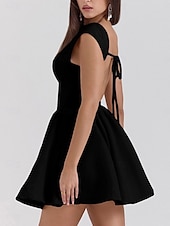 preiswerte Einfaches Kleid-Damen Minikleid Figurbetontes Kleid Elegant Party Cocktail Hochzeit Outdoor Party Normale Passform Einfarbig Ärmellos Rundhalsausschnitt Schwarz Weiß Wein Sommer
