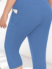 abordables Sports Grande Taille &amp; Grossesse-Femmes leggings de pilates Jambières Capri pantalon de sport Avec Poches Léger Pilates Salle de sport Course Leggings Capri Couleur Unie Gris foncé Noir Vert Véronèse Grande taille Des sports Tenues