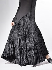 abordables Jupes unies-Femmes Jupe Évasé Mode Maxi Taille Basse Jupes Uni Froncé Micro-Élastique Rue Sortir Violet Noir Rose Crème Automne Polyester