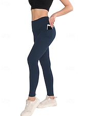 cheap Sports Plus Size &amp; Pregnancy-Women's pilates leggings Capri Leggings Sports Pants Pockets Lightweight Pilates Gym Running Pants Solid Color Navy Black Pink Plus Size Sports Activewear Micro-elastic