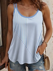 cheap Stripe&amp;Geometric Tank Top-Women&#039;s Tank Top Ombre Graphic Geometric Basic Sleeveless Crew Neck Square Neck U Neck Regular Tops Daily Going out Print Yellow Pink Blue Purple Green Summer Spring