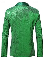billiga Herrars klassiska kavajer-Herr Kavaj Företag Cocktailfest Bröllopsfest Mode Ledigt Vår Höst Polyester Ensfärgat Ficka Knappar Bekväm Enkelknäppt Blazer Grön