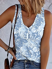 preiswerte Boho Tank Top-Damen Camisole-Tanktop Blumen Grafik Vintage Stilvoll Ethnisch Ärmellos Ärmellos V Ausschnitt Normale Oberteile Täglich Druck Blau Purpur Grün Sommer Frühling