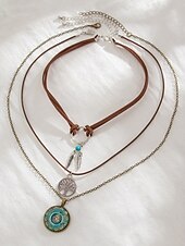 abordables Collier pour femme-Ensemble de colliers à breloques bohèmes superposés pour femmes – pendentifs multicouches mauvais œil, soleil et étoile avec tour de cou en perles, pour la mode spirituelle, les festivals et le quotidien