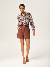 abordables Chemises et blouses-pull à manches longues froncées à imprimé animal