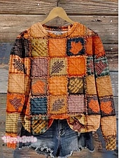 ieftine Magazin grafic Sweatshirts &amp; Hanorace-Pentru femei Hanorac pulover Floral Grafic Geometric Casual Manșon Lung Stil Nautic Topuri obișnuite Casă Stradă Zilnice Imprimeu Galben Albastru piscină Mov Portocaliu Maro Vară Primăvară Toamn