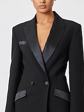preiswerte Bodenlänge-Black Tie Blazer Smoking Säulen Kleid Mutter der Braut Elegantes Hoher Schlitz Hemdkragen Bodenlänge Lange Ärmel mit