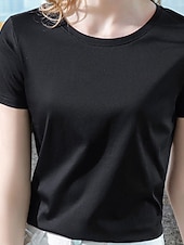 economico T-shirt semplice-Per donna Maglietta Semplice Essenziale Moderno Manica Corta Girocollo Top Regolari Quotidiano Weekend Nero Bianco Viola Arancione Estate