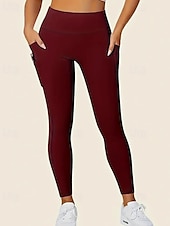 baratos Leggings lisas-Mulheres Leggings Shorts Abotoado Roupa de rua Casual Mimolet Cintura Alta Tecido Cintura elástica Respirabilidade Com Stretch Férias Esportes Roupa Diária Vinho Preto Azul Marinha Cinzento Claro