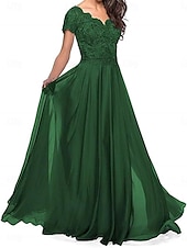 preiswerte Bodenlänge-A-Linie Brautmutterkleid Elegant Herzförmiger Ausschnitt Bodenlang Polyester Kurzarm mit Falten 2025