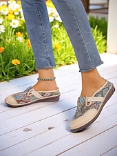 voordelige Damesklompen &amp; Muiltjes-Etnische instappers voor dames – vintage-geïnspireerde comfortabele platte schoenen voor tuinwandelingen, natuurreizen en boho-outfits