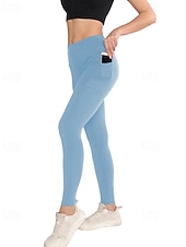 cheap Sports Plus Size &amp; Pregnancy-Women's pilates leggings Capri Leggings Sports Pants Pockets Lightweight Pilates Gym Running Pants Solid Color Navy Black Pink Plus Size Sports Activewear Micro-elastic