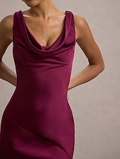abordables Robe de cocktail-Femmes Robe Longue Maxi Robe Robe de Cocktail Mode Moderne Soirée Fête du thé Mince Uni Sans manches Col en V Vert Rose rouge Été