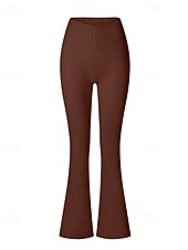 cheap Yoga Leggings &amp; Tights-Women's pilates leggings fitness pants sport pants Flared Lightweight Pilates Running Fitness Pants Solid Color Black White Pink Fall Winter Sports Activewear Micro-elastic