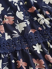 abordables Robes fleuries décontractées-Femmes Mini Robe Robe Fleurie Robe d&#039;été Robe Nuisette Robe Imprimée Classique Moderne Vacances Sortir Week-end Coupe régulière Fleur Sans manches Bretelles spaghetti Noir Bleu de minuit Été