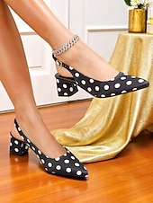 abordables Années 1950-Escarpins à talons compensés et bride arrière à pois pour femmes – chaussures habillées style années 1950 pour les fêtes, le bureau et les événements rétro