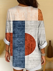 abordables Tops à Rayures et Géométriques pour Femmes-Blouse Femme Manches Longues Tops Tunique Graphique Géométrique Pois Élégant Style Col V Classique Tops Quotidien Vacances Imprimé Jaune Rouge Bleu Violet Orange Été Printemps