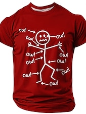  Tricou Grafic Amuzant pentru Bărbați Ow Dureri  Disconforturi cu Mâneci Scurte
