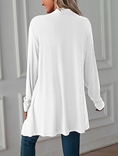 abordables Cardigans et vêtements d&#039;extérieur-Femmes Pull Cardigan Vacances Mode Quotidien Couleur Unie Côtelé Ouvert devant Tricoté manche longue Hauts Longs Tricoter Fête Sortir Week-end Noir Blanche Automne Hiver