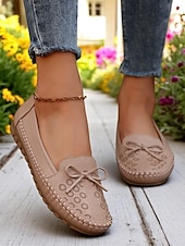 ieftine Pantofi Joși de Damă-Mocasini pliabili pentru femei – mocasini din piele moale cu tălpi flexibile pentru relaxare în grădină, lenevire pe verandă și purtare zilnică