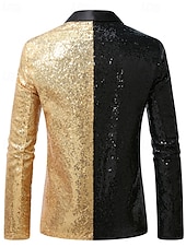 preiswerte Herren Klassische Blazer-Herren Blazer Geschäft Cocktailparty Hochzeitsfeier Mode Lässig Frühling Herbst Polyester Farbblock Tasche Knöpfe Bequem Einreihig Blazer Gold