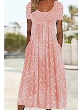 ieftine Rochii Boho-Pentru femei Rochie Lunga Rochie Maxi Rochie casual Modă Zilnic Fit regulat Floral Manșon scurt Stil Nautic Roz Îmbujorat Roșu-aprins Albastru piscină Gri Vară