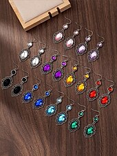 abordables Boucle d&amp;#39;oreille pour femme-Boucles d&#039;oreilles pendantes gothiques vintage pour femmes avec pierre précieuse rouge, design pendant en filigrane d&#039;argent antique pour fête d&#039;Halloween et cosplay