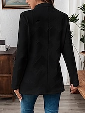 billiga Blazers och kostymer-Dam Kavaj Bekväm Andningsfunktion Knappar Ledigt Slät Kontor Gata Ledigt Dagliga kläder Enkelknäppt Normal Hög krage Normal Långärmad Ytterkläder Svart Vit Rodnande Rosa Sommar Höst