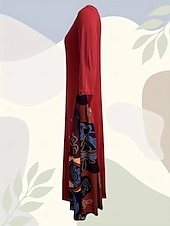 cheap Plain Dress-Women&#039;s Maxi Dress A Line Dress Summer Dress Casual Daily Regular Fit Floral Graphic 3/4 Length Sleeve Crew Neck Black Red Summer Autumn